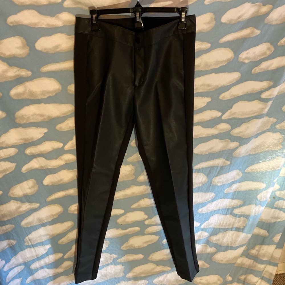 leather sides pants black women size 8 brand new